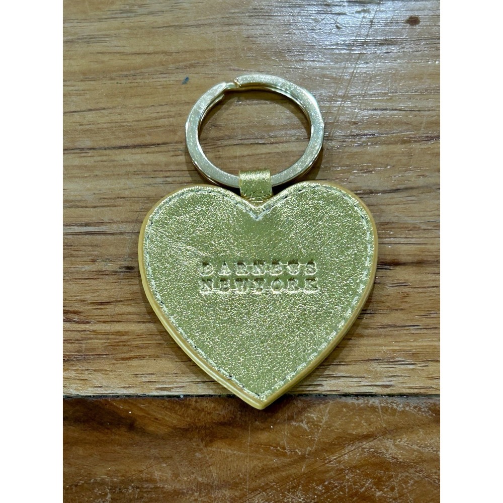 Barney's New York Gold Leather‎ Heart Bag Charm Key Ring